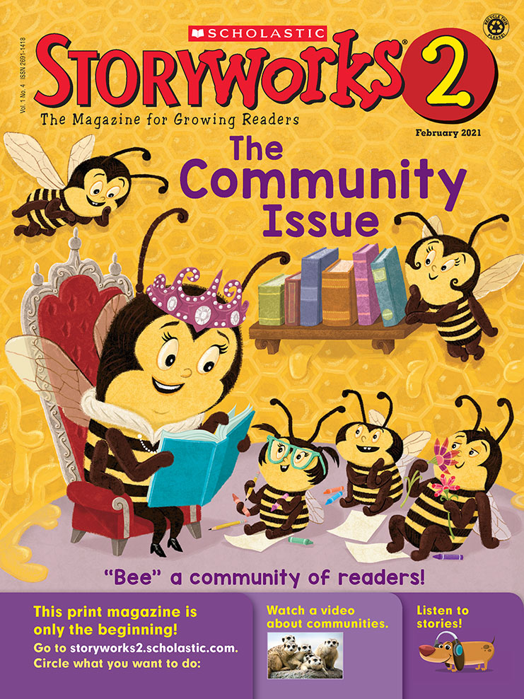 Cover: Illustration of a queen bee reading to five smaller bees