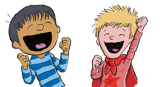 enlargeable illustration of two boys laughing together